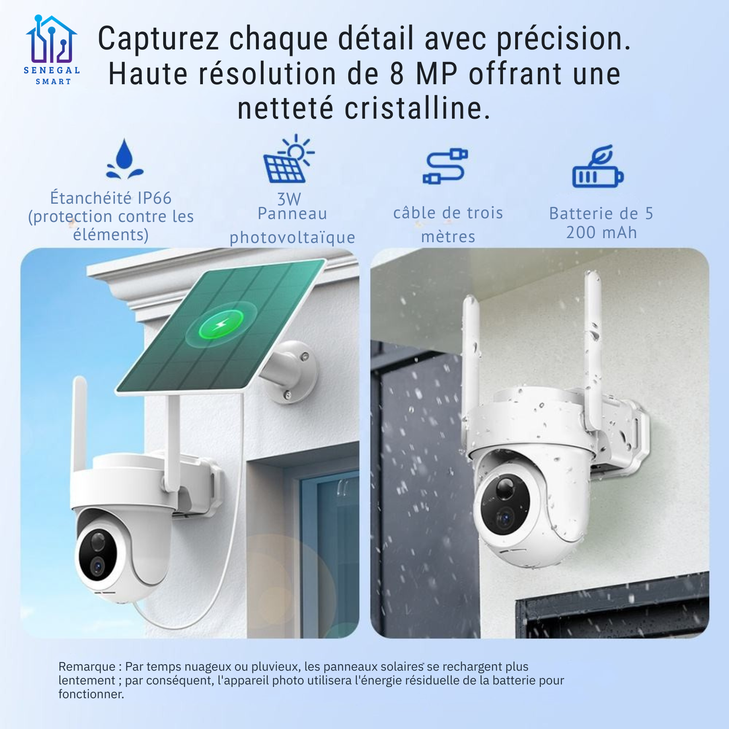Caméra Surveillance Intelligente -Solaire IP65