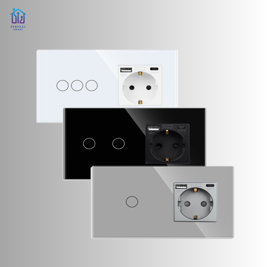 Prise murale USB-C avec interrupteur